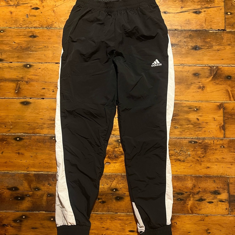 Adidas Black Joggers with White Stripes